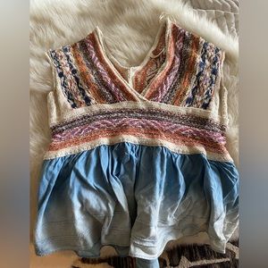 Pilcro knit chambray low cut top